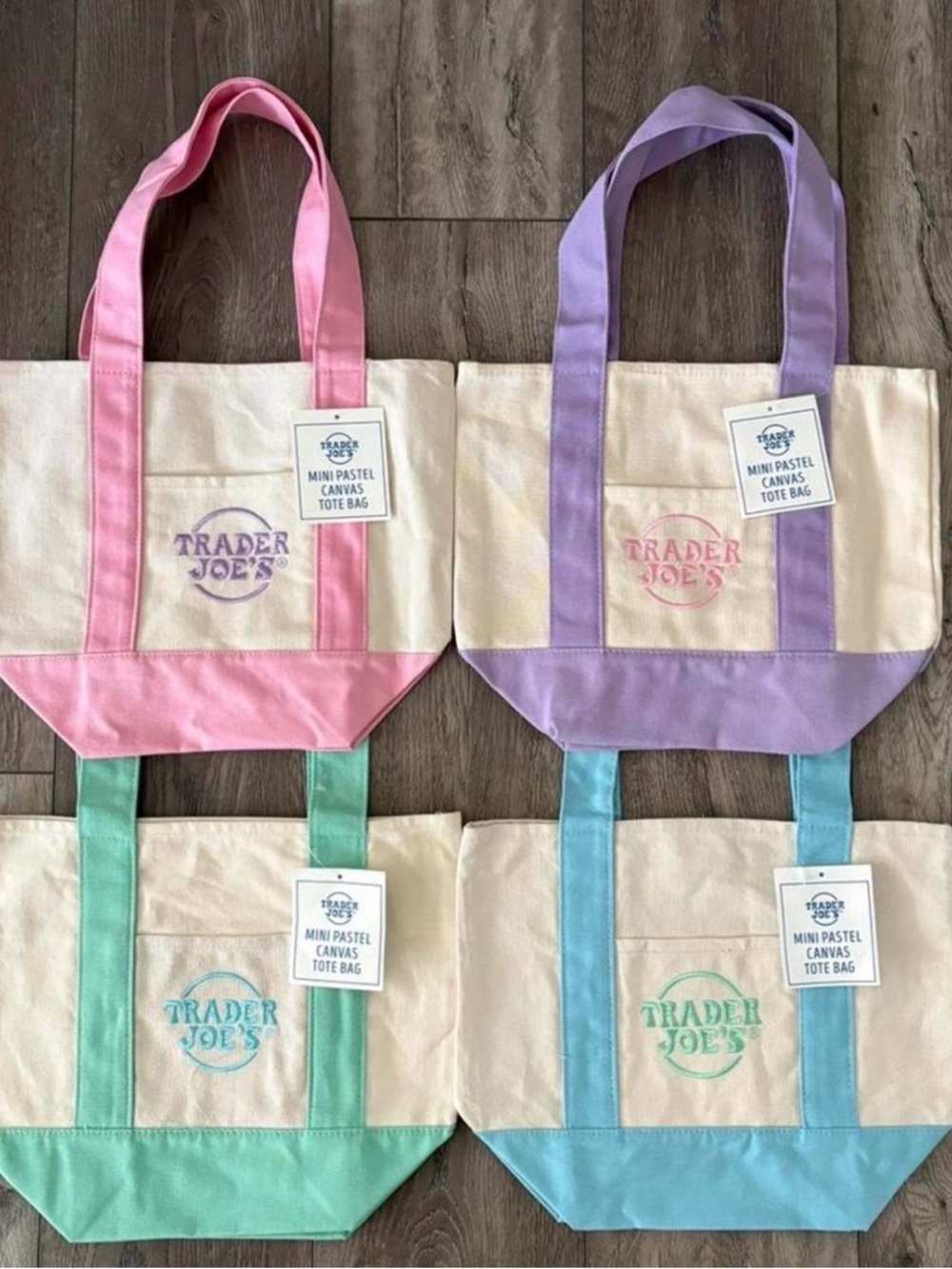 Mini Pastel Trader Joe’s Canvas Tote Bag - Pink, Lavender, Mint, Aqua